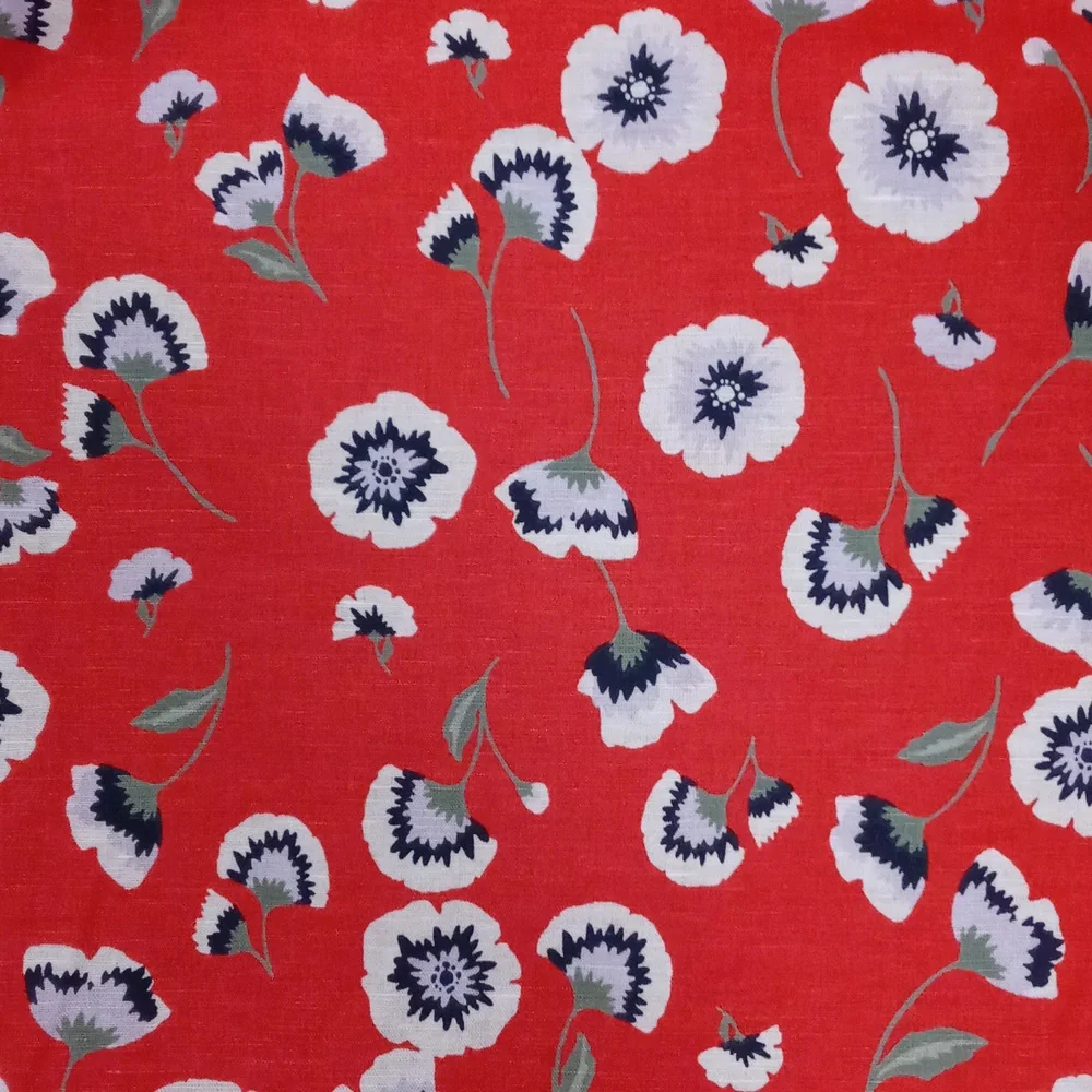 🆕️🌹J. Crew🌹- Red/Blue Floral Linen Blend Skirt w/Sash